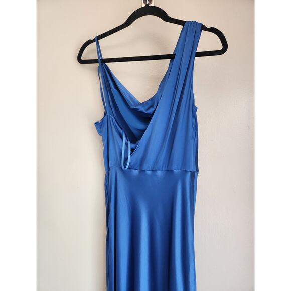 NWD Veronica Beard Sanderson Silk Satin Cowlneck Maxi Dress Gown Sz 8 Blue 2M455 - Picture 7 of 16